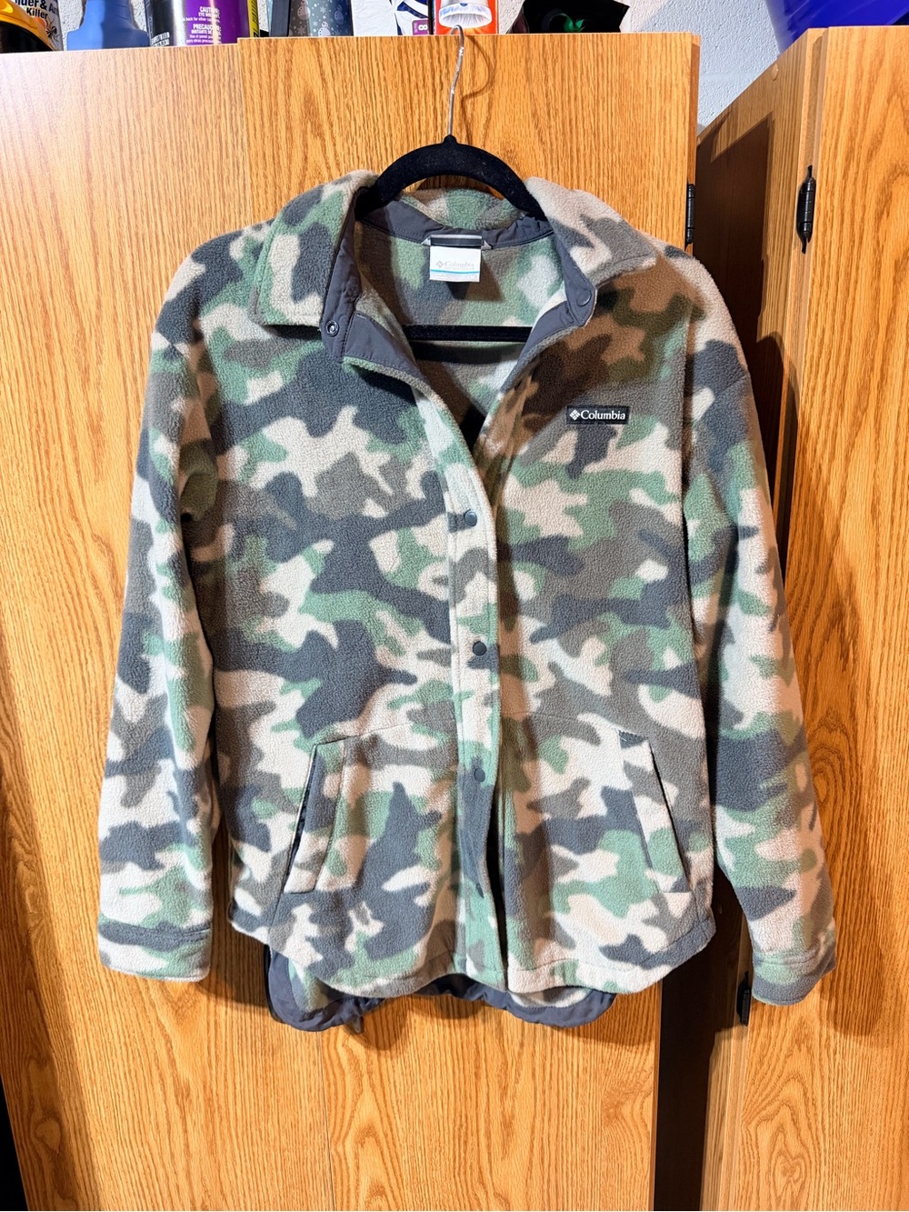 Columbia Camouflage Fleece Shirt Jacket in Green, Tan, Gray